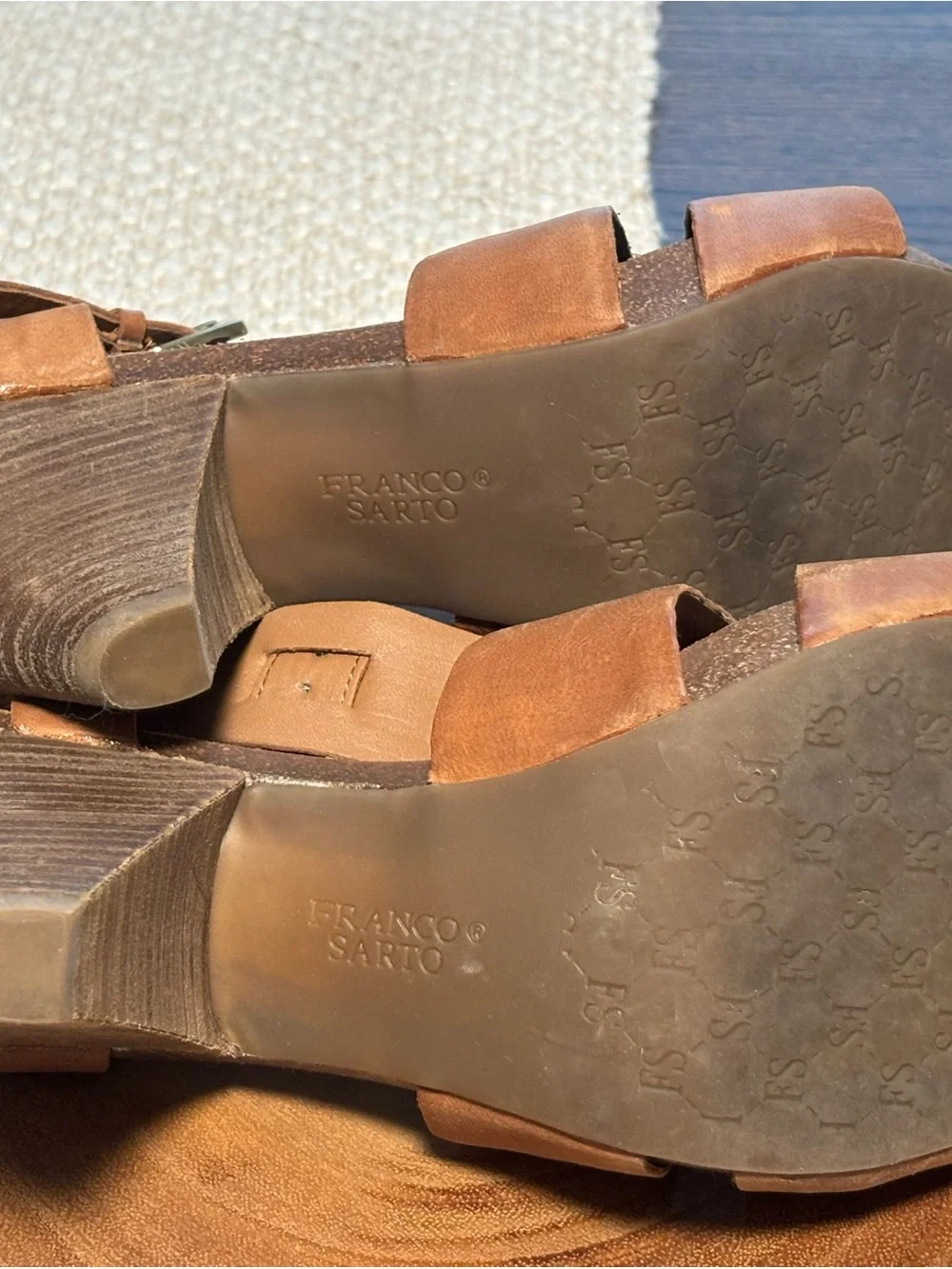 Franco Sarto Tan Strappy Wedge Sandals
